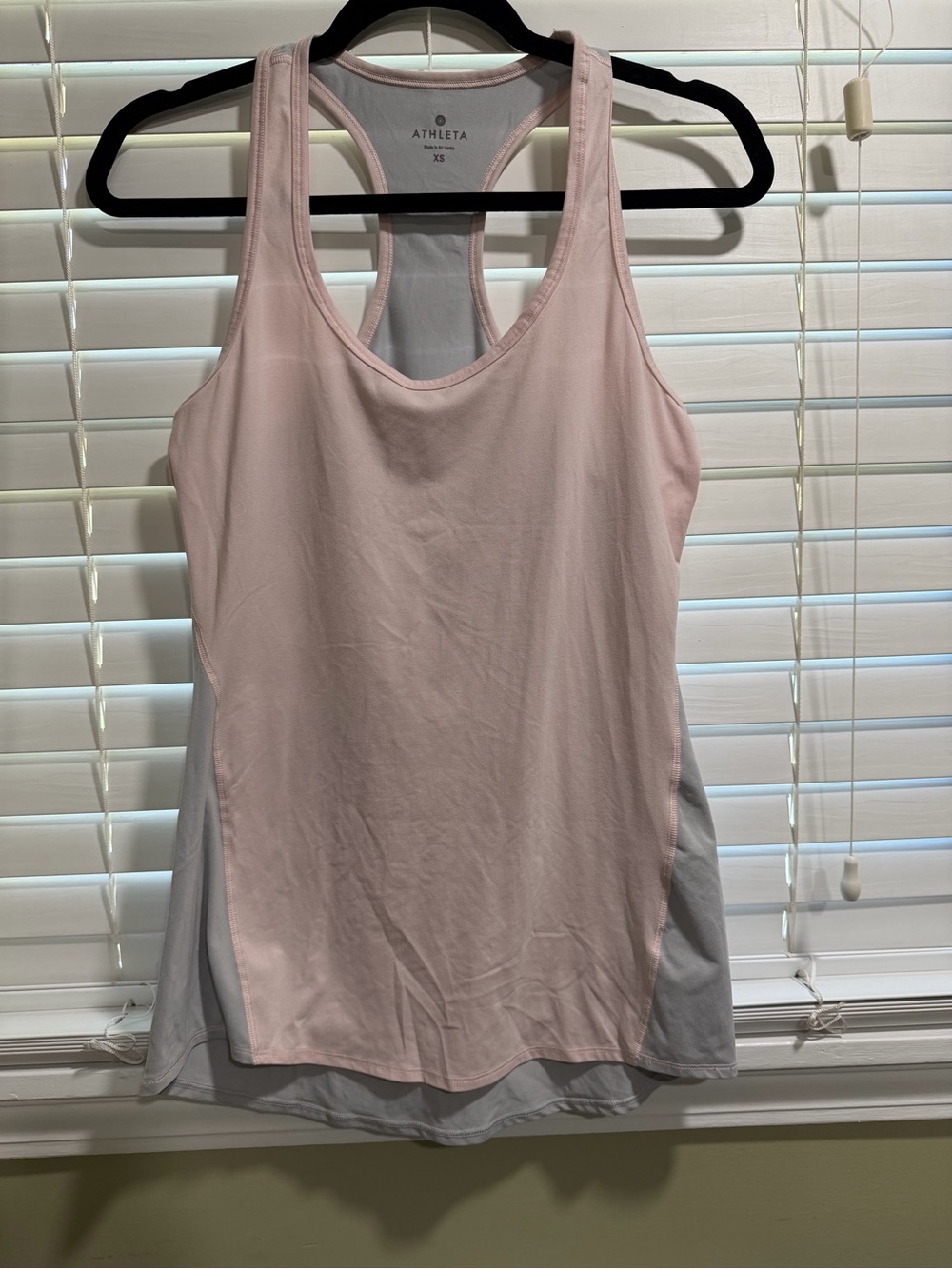 Athleta Light Pink Racerback Performance Tank with Gray Panels